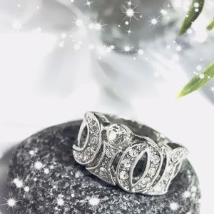 Fashion💖Silver Tone Ring💖Crystal Rhinestone
